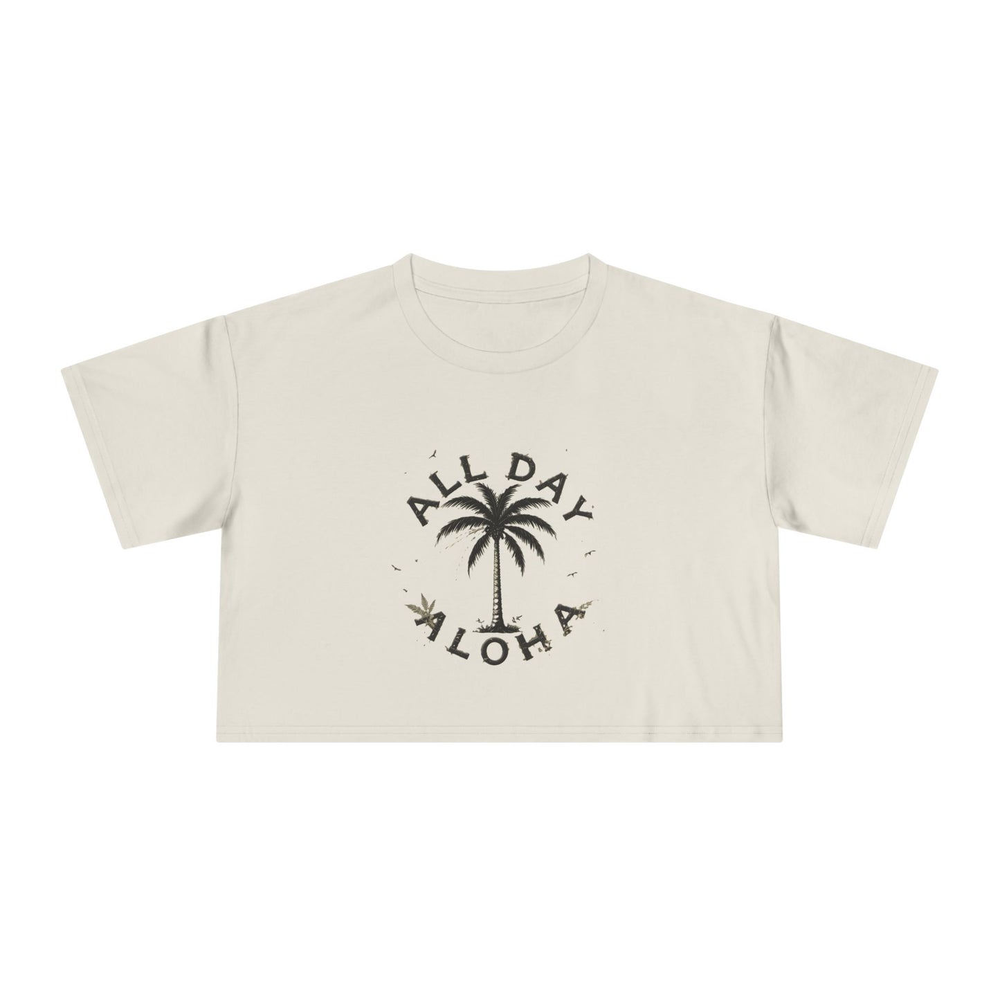 Aloha Vibes Women's Crop Tee, Tropical Summer Shirt, Beachwear, Vacation Top, Casual Daily Style, Cute Gift for Her
