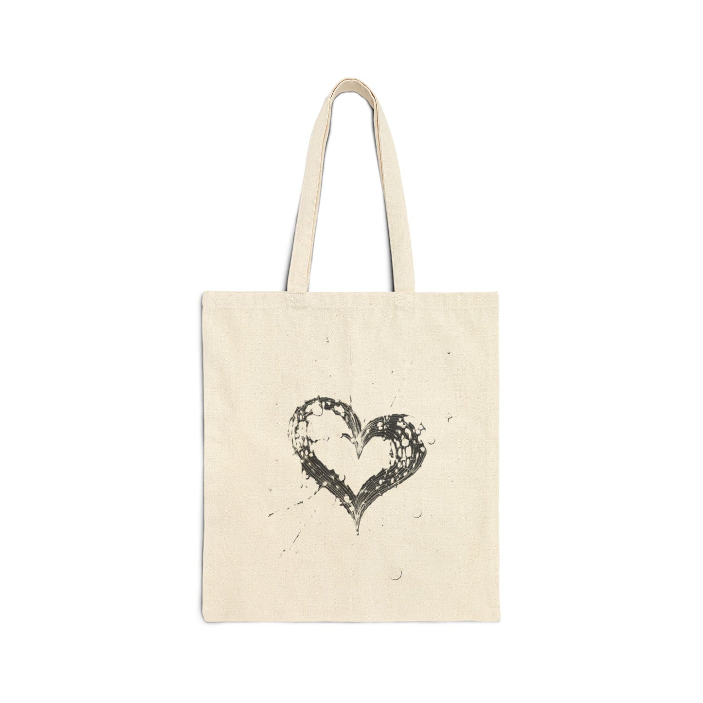 Heart Splash Cotton Canvas Tote Bag, Eco-Friendly Grocery Bag, Beach Tote, Love Gift, Everyday Carryall