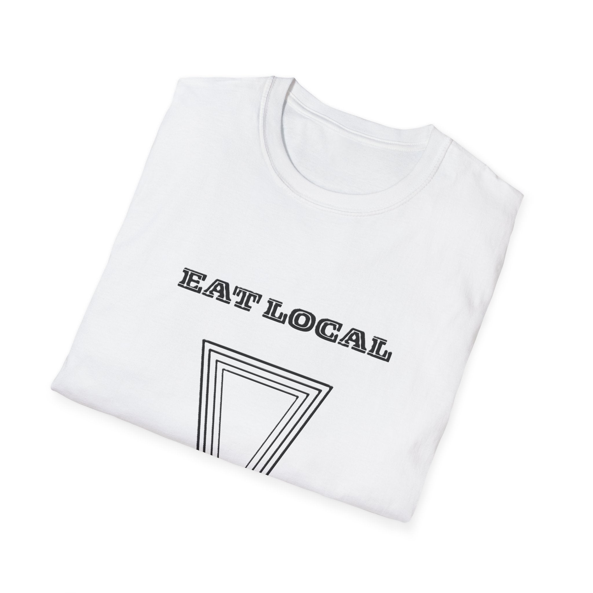 Eat Local Unisex Softstyle T-Shirt, Eco-Friendly Tee, Casual Wear, Gift for Foodies, Sustainable Fashion, Summer Style