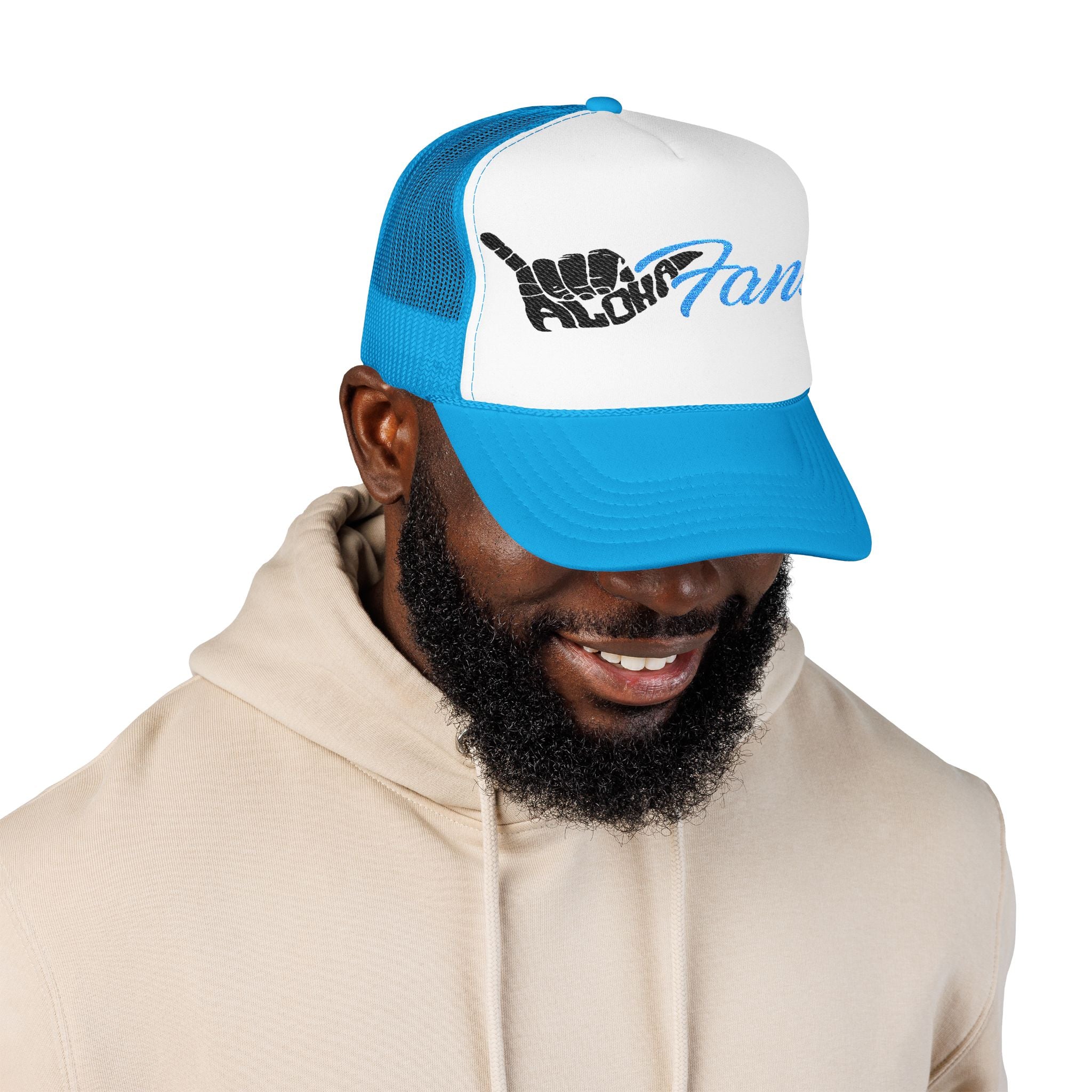 Aloha Fans Embroidered Foam Trucker Hat, Stylish Outdoor Cap, Gift for Sports Lovers, Beach Wear, Festival Accessory