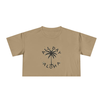 Aloha Vibes Women's Crop Tee, Tropical Summer Shirt, Beachwear, Vacation Top, Casual Daily Style, Cute Gift for Her