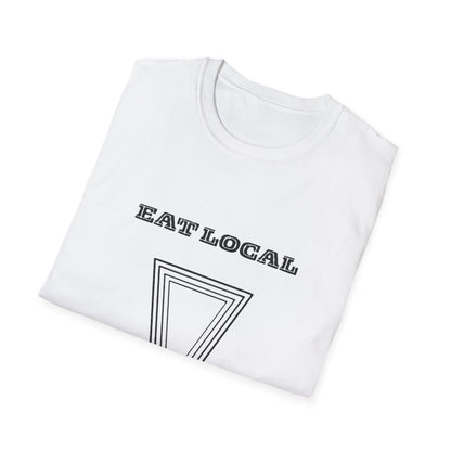 Eat Local Unisex Softstyle T-Shirt, Eco-Friendly Tee, Casual Wear, Gift for Foodies, Sustainable Fashion, Summer Style