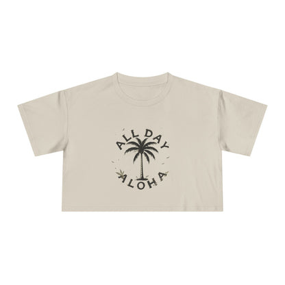 Aloha Vibes Women's Crop Tee, Tropical Summer Shirt, Beachwear, Vacation Top, Casual Daily Style, Cute Gift for Her