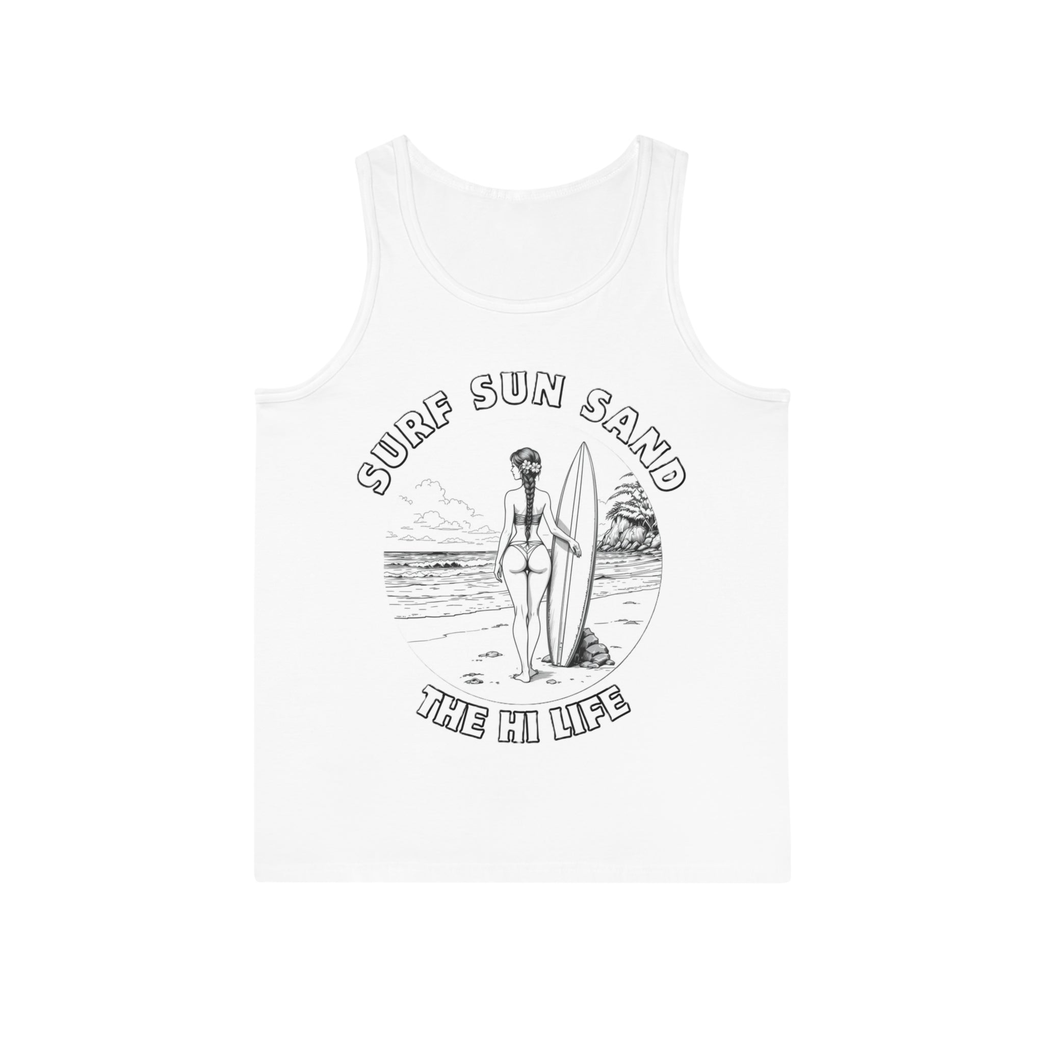 Surf Sun Sand Unisex Tank Top | Beach Vibes Shirt, Summer Apparel, Surf Gear, Vacation Outfit, Gift for Beach Lovers