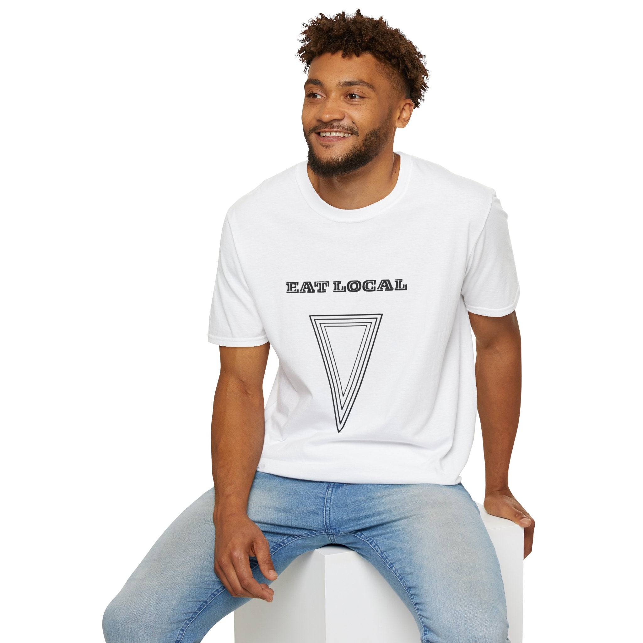 Eat Local Unisex Softstyle T-Shirt, Eco-Friendly Tee, Casual Wear, Gift for Foodies, Sustainable Fashion, Summer Style