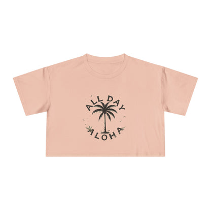 Aloha Vibes Women's Crop Tee, Tropical Summer Shirt, Beachwear, Vacation Top, Casual Daily Style, Cute Gift for Her