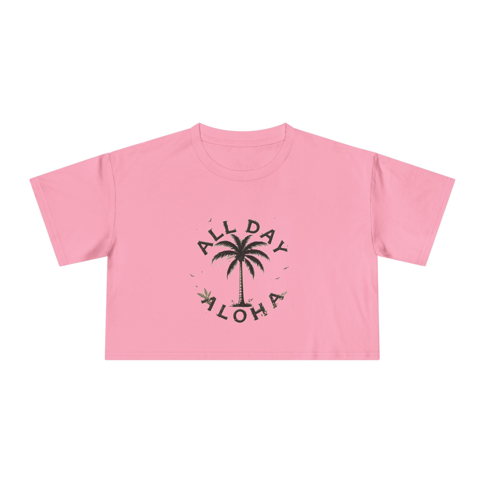 Aloha Vibes Women's Crop Tee, Tropical Summer Shirt, Beachwear, Vacation Top, Casual Daily Style, Cute Gift for Her