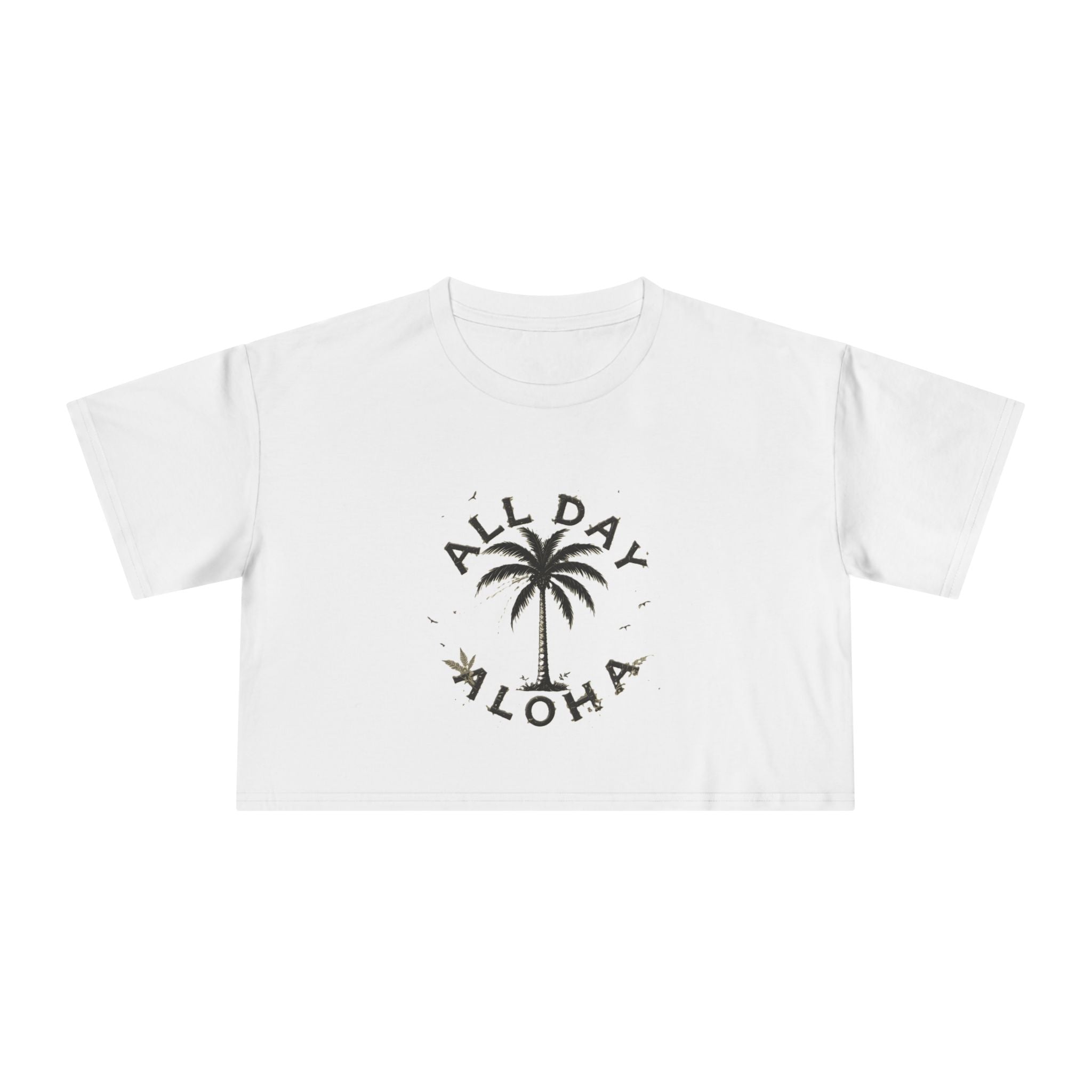 Aloha Vibes Women's Crop Tee, Tropical Summer Shirt, Beachwear, Vacation Top, Casual Daily Style, Cute Gift for Her