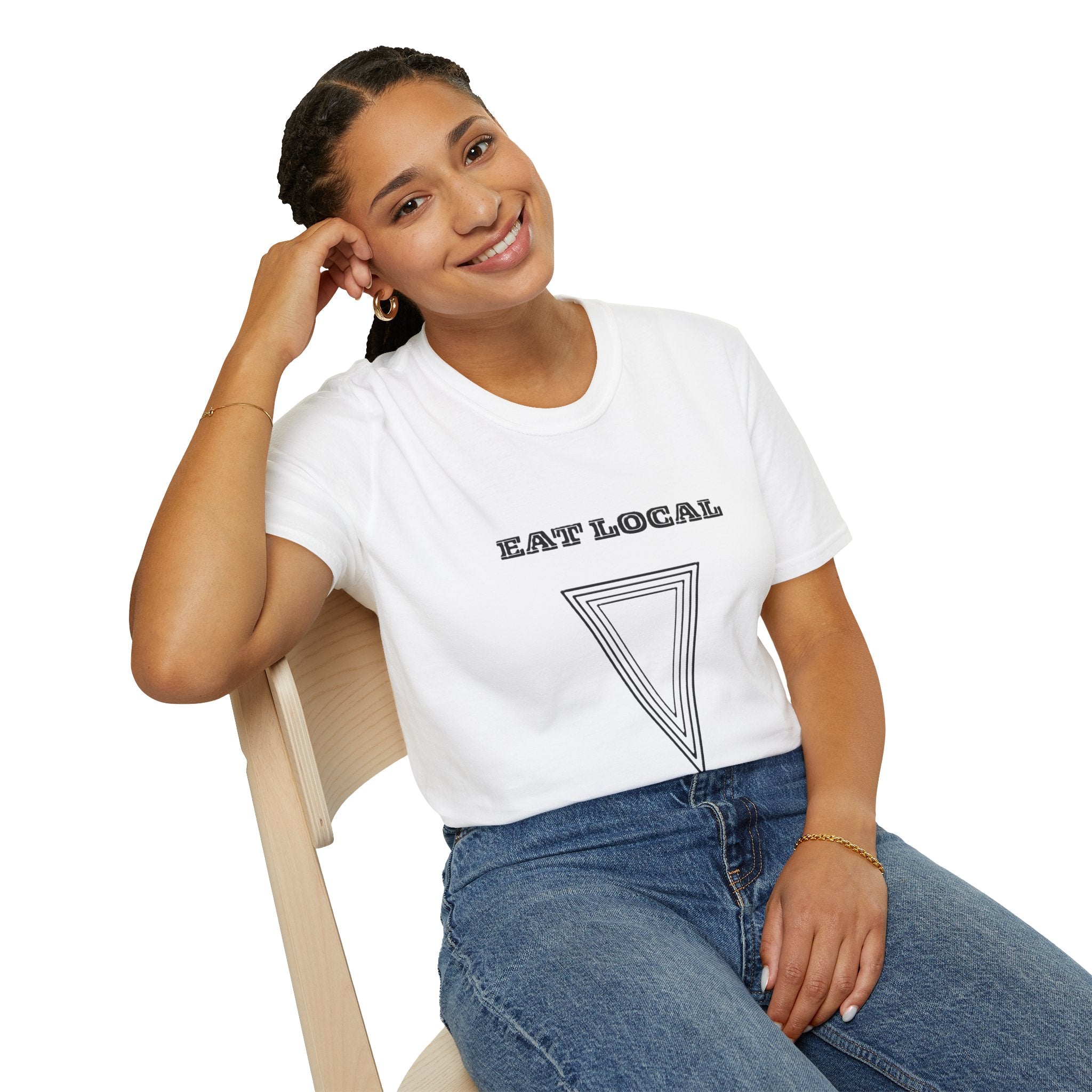 Eat Local Unisex Softstyle T-Shirt, Eco-Friendly Tee, Casual Wear, Gift for Foodies, Sustainable Fashion, Summer Style