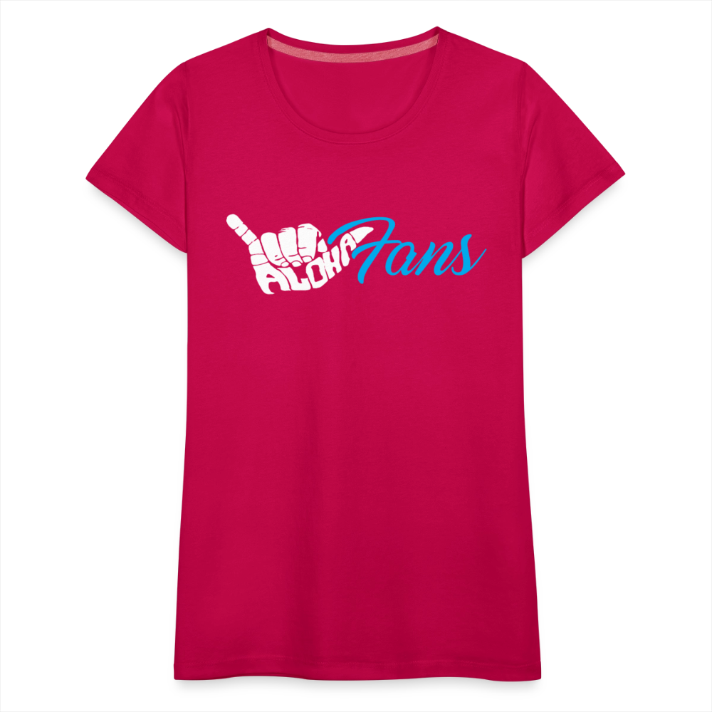 Aloha Fans Women's White V-Neck T-Shirt - dark pink