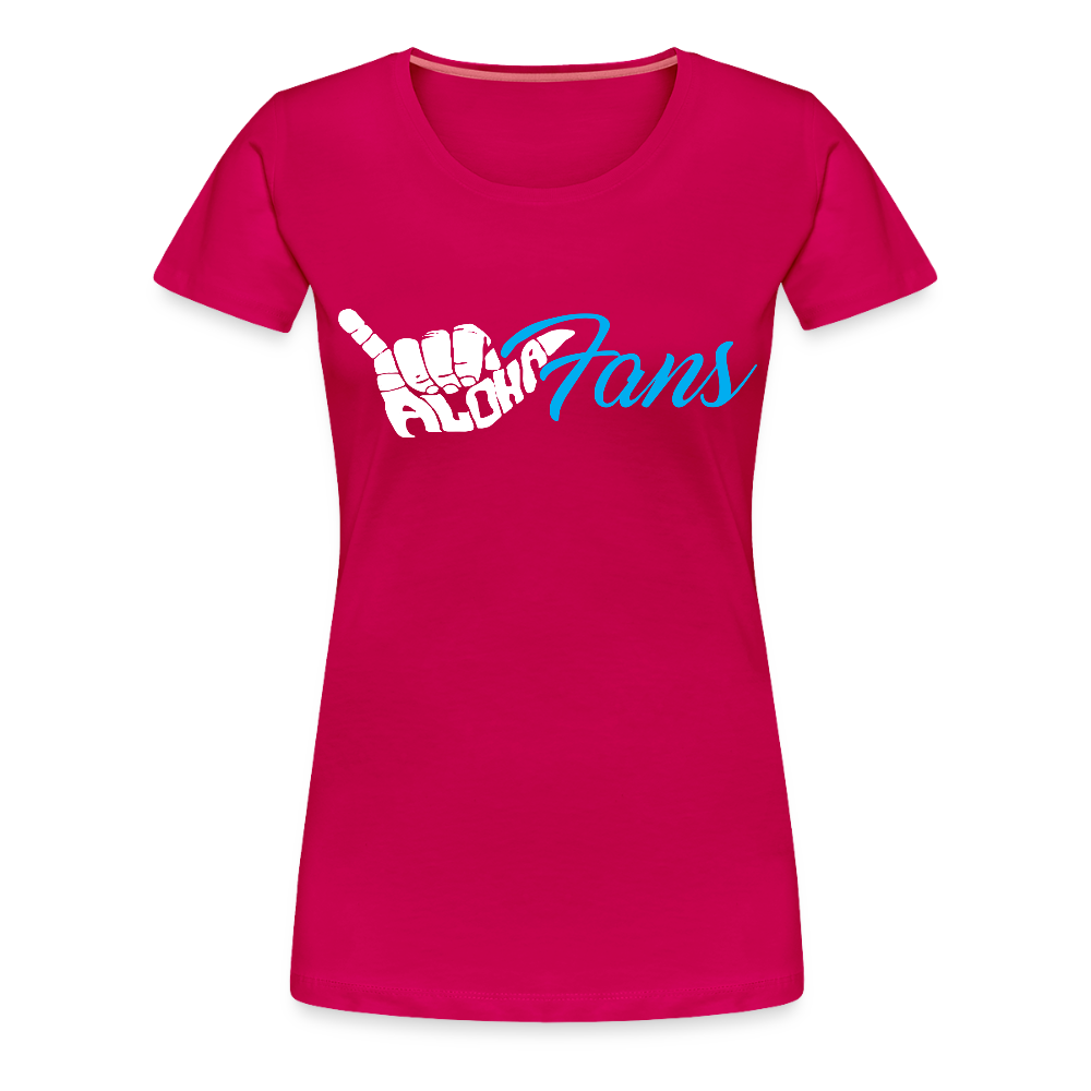 Aloha Fans Women's White V-Neck T-Shirt - dark pink