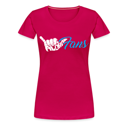 Aloha Fans Women's White V-Neck T-Shirt - dark pink