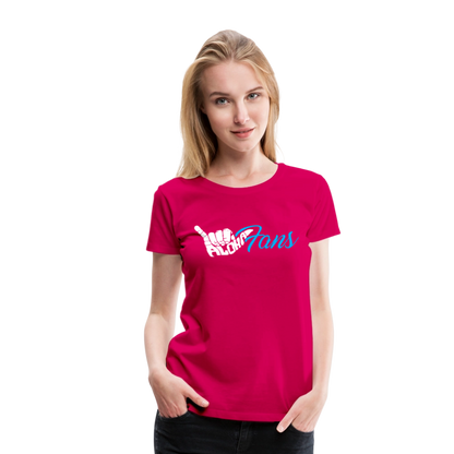 Aloha Fans Women's White V-Neck T-Shirt - dark pink