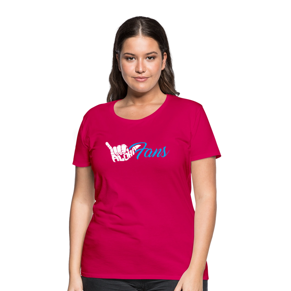 Aloha Fans Women's White V-Neck T-Shirt - dark pink