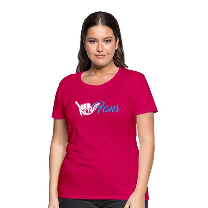 Aloha Fans Women's White V-Neck T-Shirt - dark pink