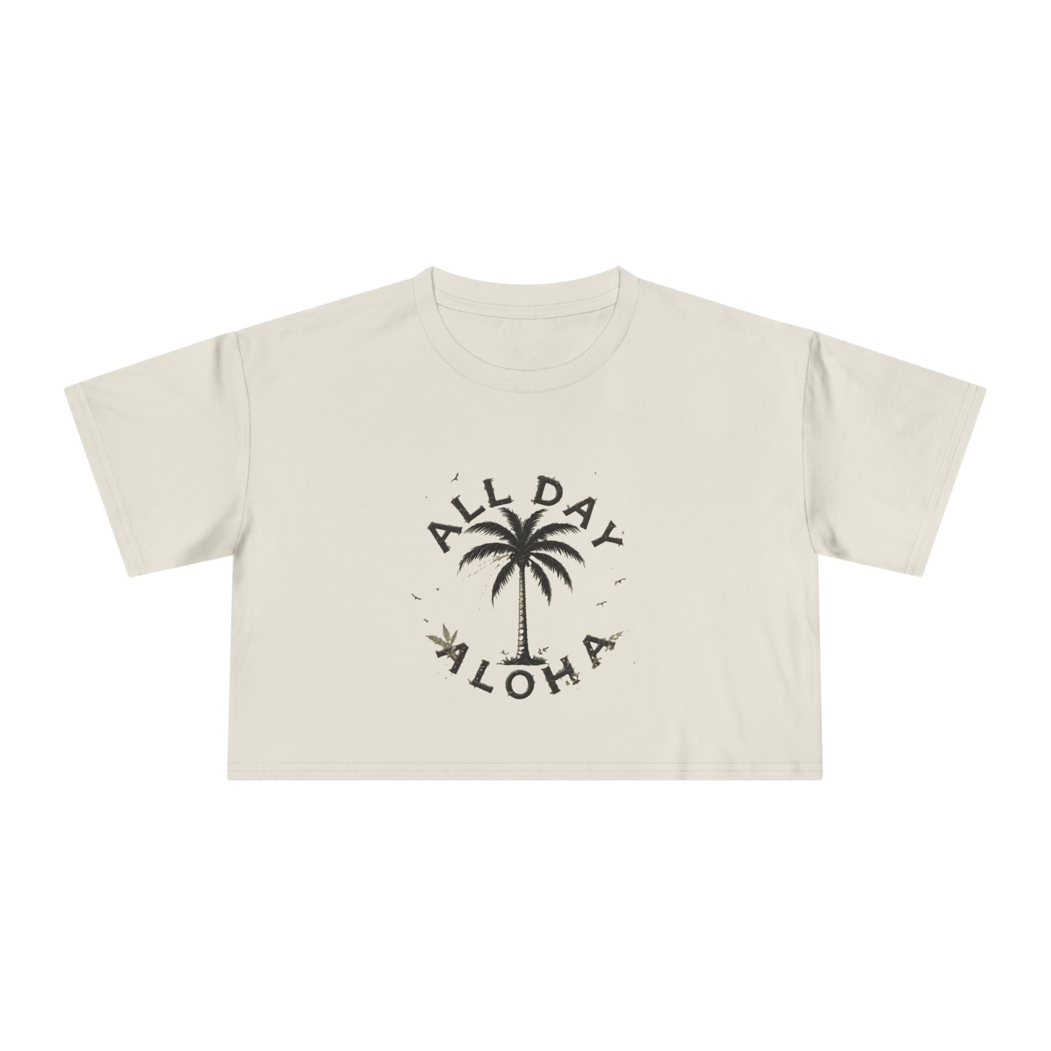 Aloha Vibes Women's Crop Tee, Tropical Summer Shirt, Beachwear, Vacation Top, Casual Daily Style, Cute Gift for Her