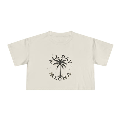 Aloha Vibes Women's Crop Tee, Tropical Summer Shirt, Beachwear, Vacation Top, Casual Daily Style, Cute Gift for Her