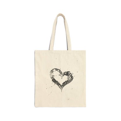 Heart Splash Cotton Canvas Tote Bag, Eco-Friendly Grocery Bag, Beach Tote, Love Gift, Everyday Carryall