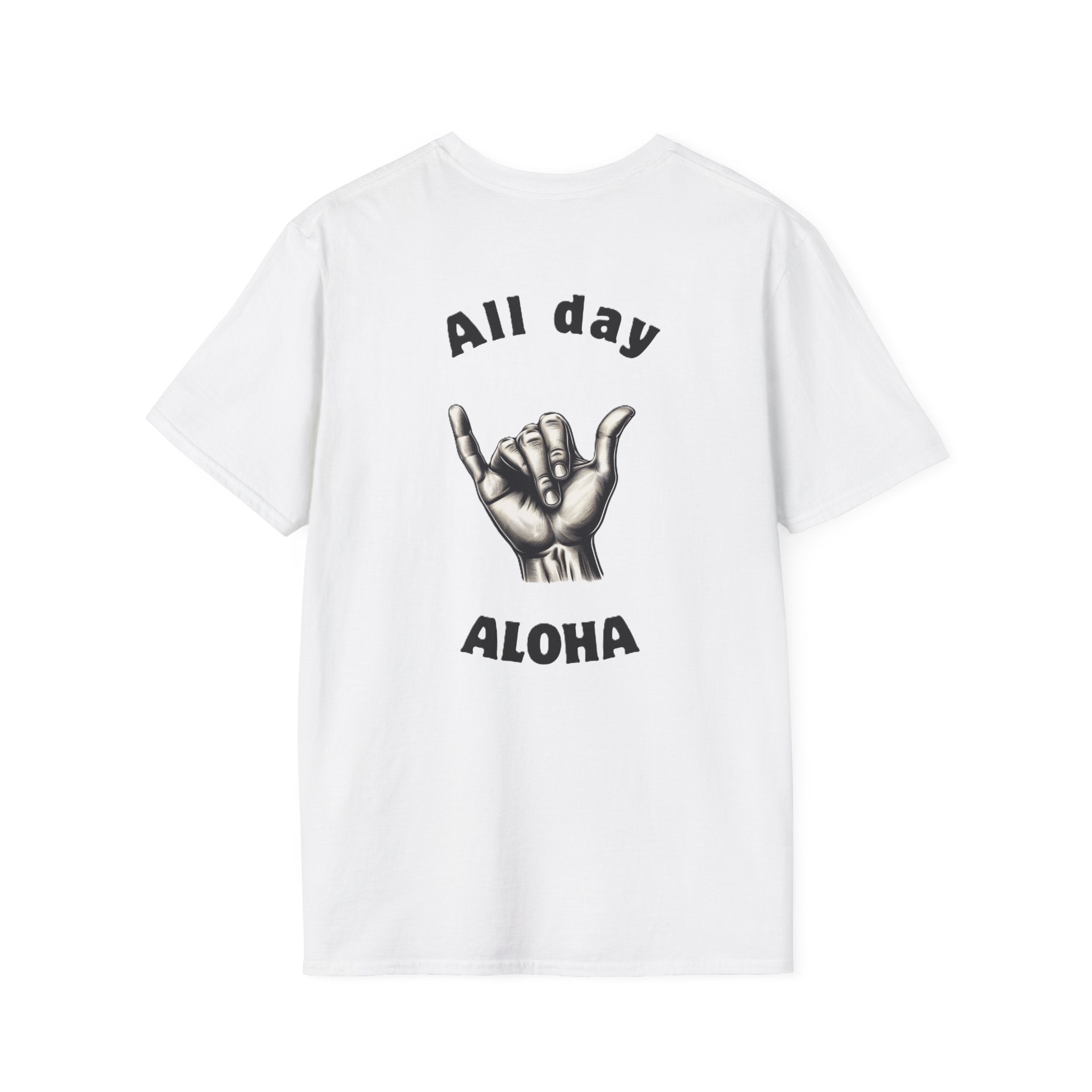 Unisex Softstyle T-Shirt, All Day Aloha Tee, Relaxed Casual Wear, Gift for Beach Lovers, Summer Vibes T-Shirt, Surfing Enthusiast Apparel