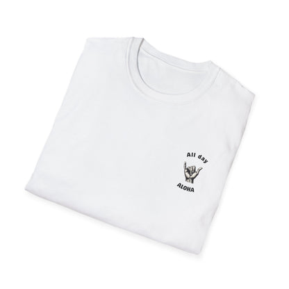 Unisex Softstyle T-Shirt, All Day Aloha Tee, Relaxed Casual Wear, Gift for Beach Lovers, Summer Vibes T-Shirt, Surfing Enthusiast Apparel