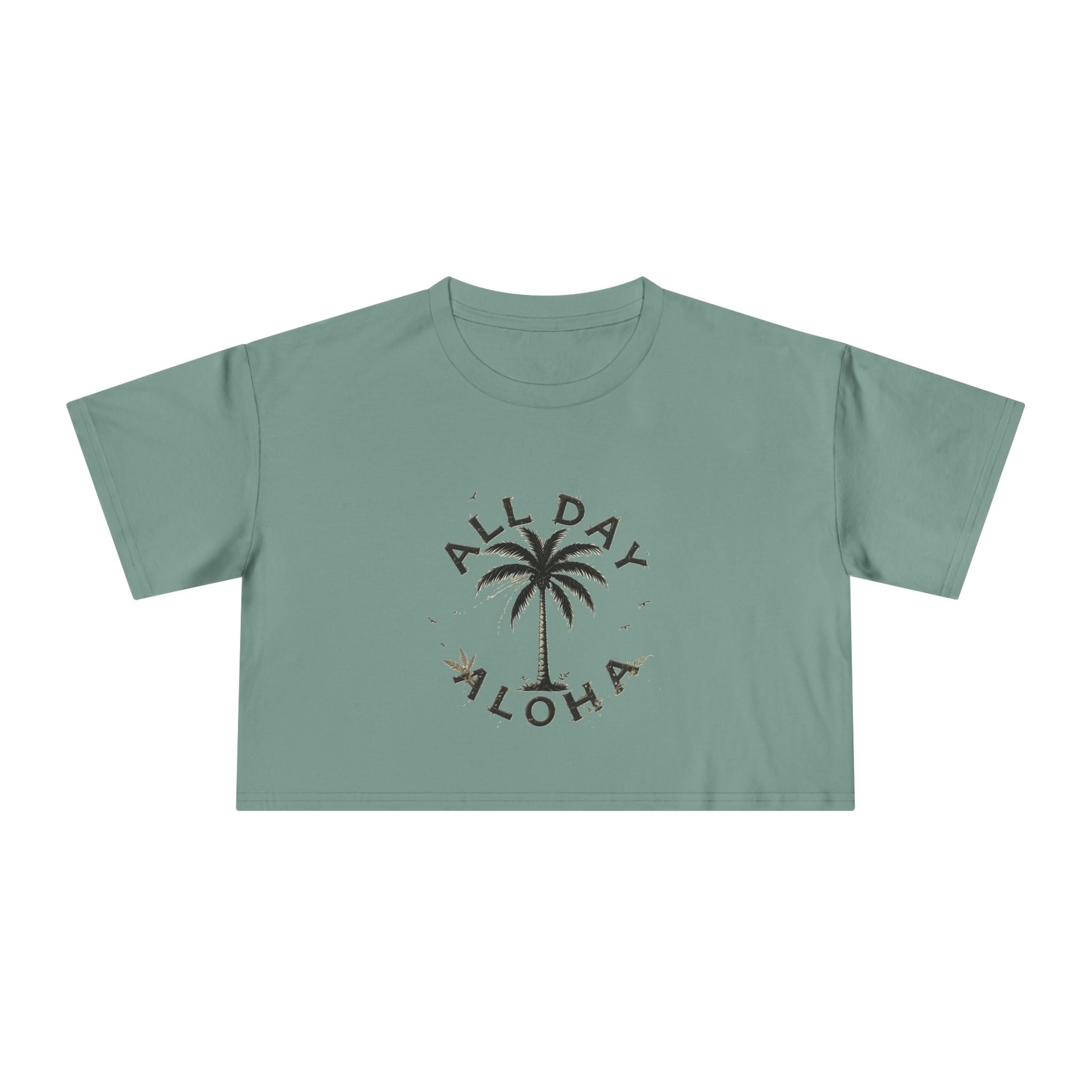 Aloha Vibes Women's Crop Tee, Tropical Summer Shirt, Beachwear, Vacation Top, Casual Daily Style, Cute Gift for Her