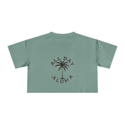 Aloha Vibes Women's Crop Tee, Tropical Summer Shirt, Beachwear, Vacation Top, Casual Daily Style, Cute Gift for Her