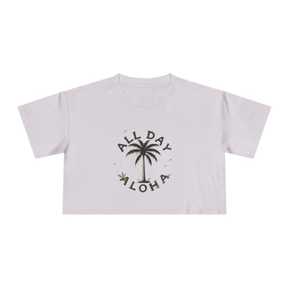 Aloha Vibes Women's Crop Tee, Tropical Summer Shirt, Beachwear, Vacation Top, Casual Daily Style, Cute Gift for Her